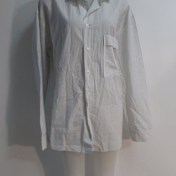 Mens Hugo Boss White, Black Striped Button Down Top XL - Picture 2 of 12